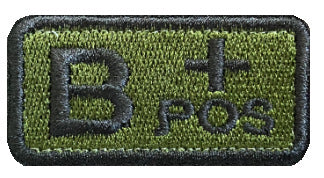 Embroidered Blood Type Hook & Loop Patch for Plate Carrier or Chest Rig