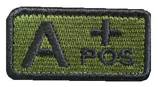 Embroidered Blood Type Hook & Loop Patch for Plate Carrier or Chest Rig