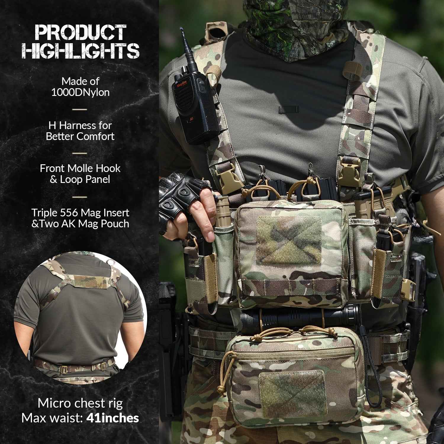 VOTAGOO® Adjustable & Detachable Tactical Chest Rig
