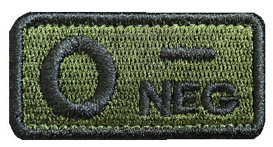 Embroidered Blood Type Hook & Loop Patch for Plate Carrier or Chest Rig